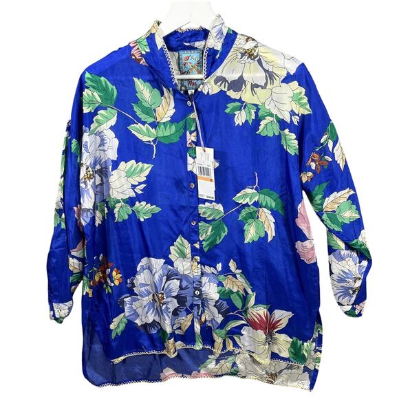 Johnny Was Tops - Johnny Was NWT‎ Blouse 100% Silk Floral, Small, Retail $240